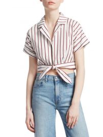 Tie Waist Poplin Crop Top Derek Lam 10 Crosby at Saks Fifth Avenue